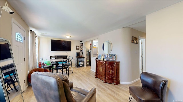 living room featuring light hardwood / wood-style floors