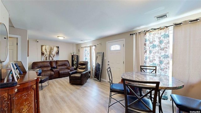 living room featuring light wood-type flooring