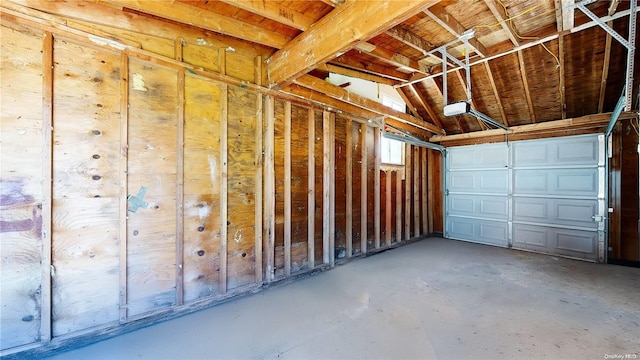 garage with a garage door opener