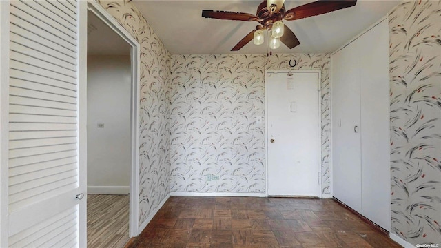 interior space with dark parquet flooring