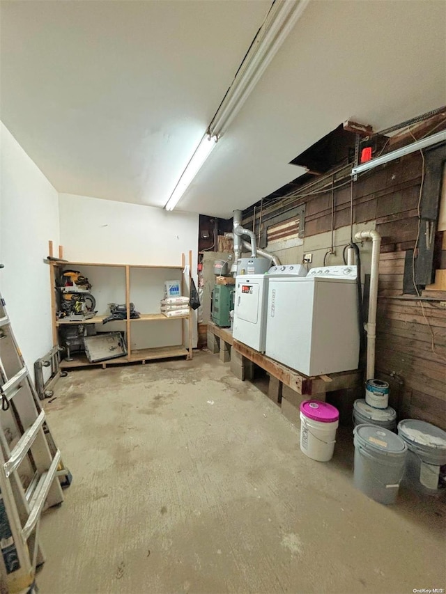 basement with independent washer and dryer