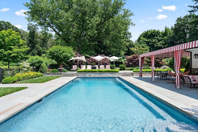 view of pool featuring a patio area