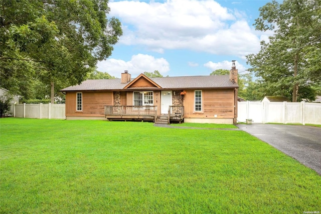 49 Concord Rd, Shirley, NY 11967 - ranch-style home featuring a chimney and driveway