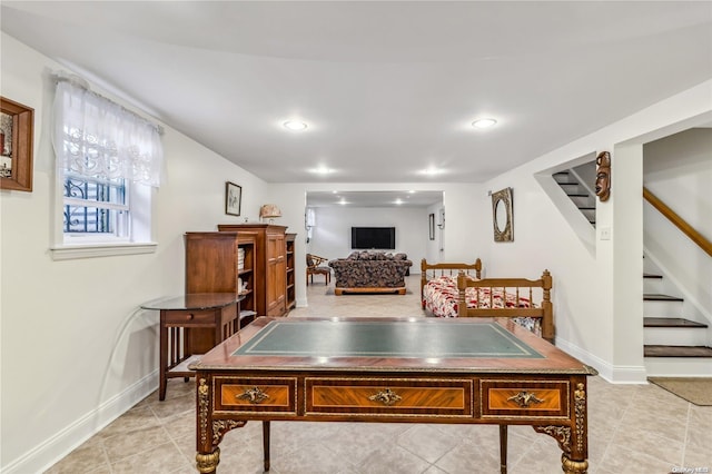 recreation room featuring light tile patterned flooring