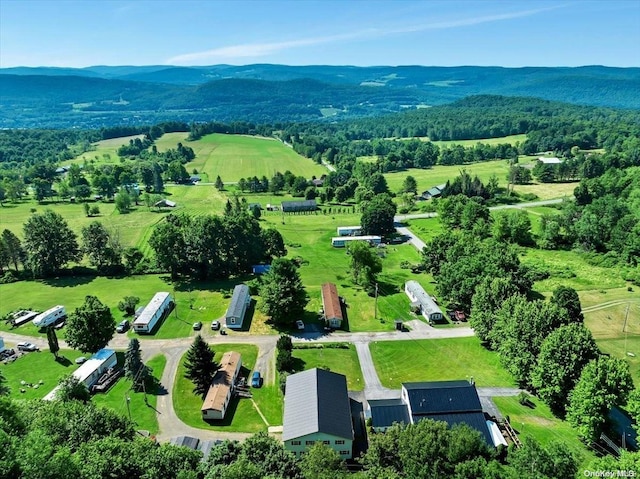 drone / aerial view with a mountain view