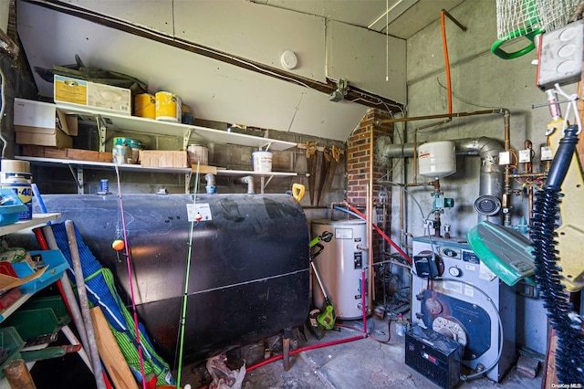 storage room featuring water heater