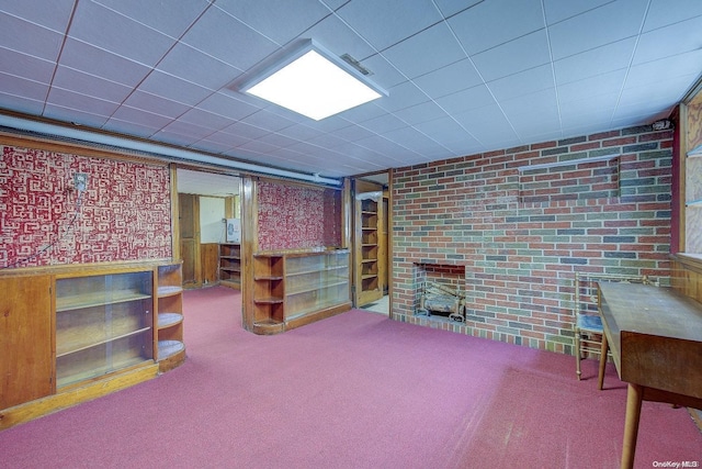 basement featuring carpet