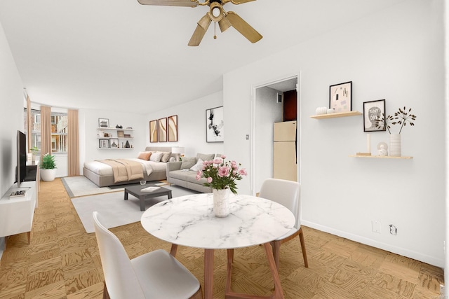 70-25 Yellowstone Blvd Unit 5K, Forest Hills, NY 11375 - dining space featuring ceiling fan