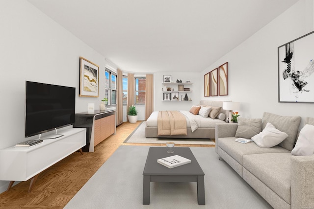 bedroom featuring light hardwood / wood-style flooring