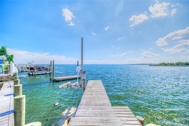 dock area featuring a water view