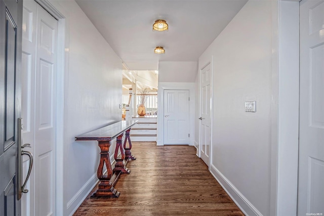 hall featuring dark hardwood / wood-style flooring