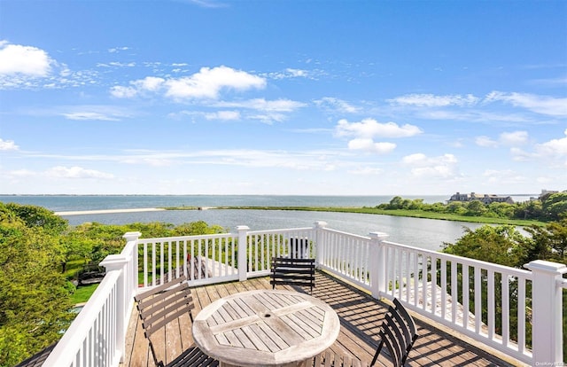 deck with a water view