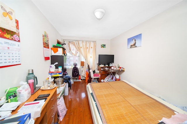 interior space with dark wood-type flooring