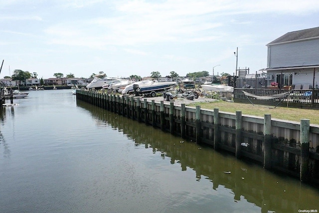 view of dock featuring a water view