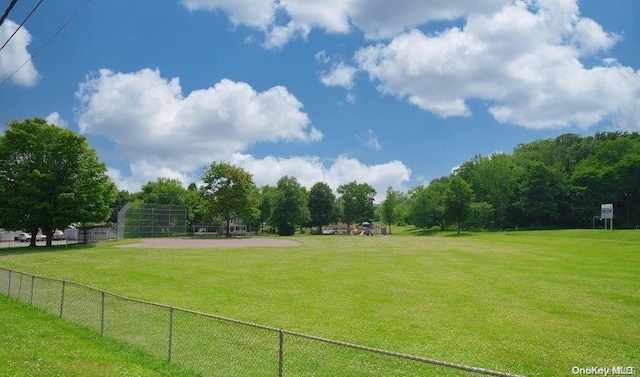 view of home's community with a yard