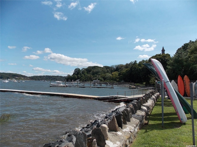 water view with a boat dock