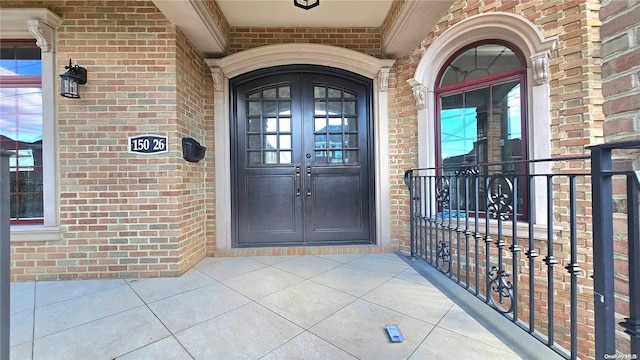 property entrance with french doors