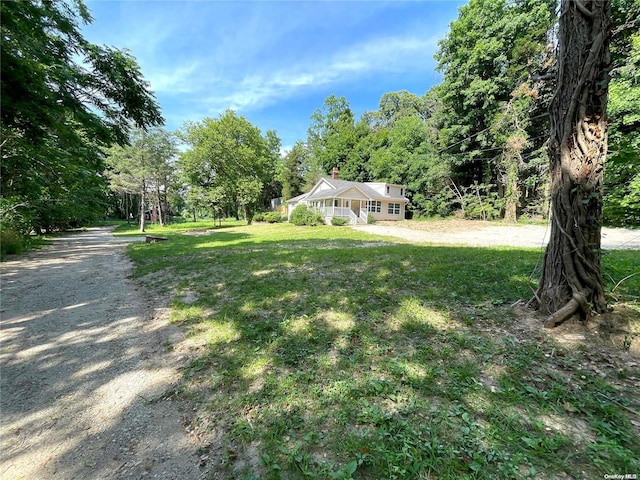 view of yard featuring covered porch