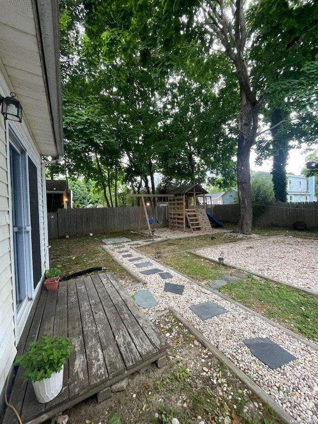 view of yard featuring a playground