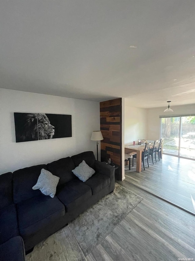 living room with hardwood / wood-style floors