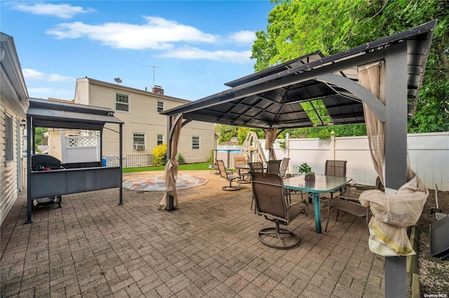 view of patio / terrace with a gazebo