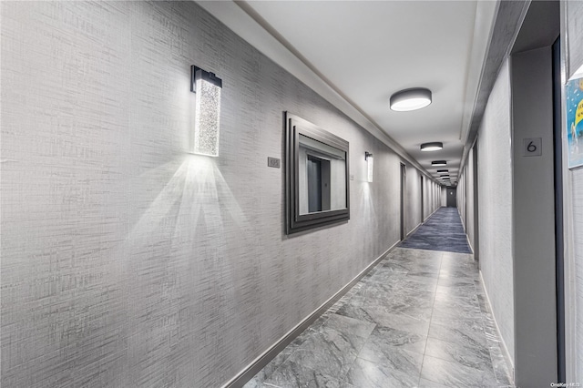 17-85 215th St Unit 6R, Bayside, NY 11360 - hall with marble look tiles