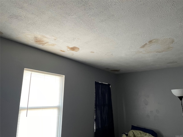 interior details featuring a textured ceiling