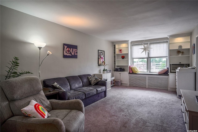 living room with carpet flooring