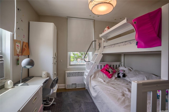 bedroom with radiator heating unit