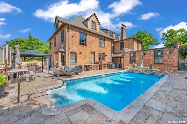 262 Howard Ave, Staten Island, NY 10301 - outdoor pool with a gazebo, a patio area, and an outdoor hangout area