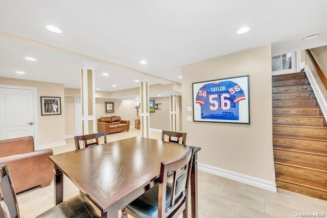 262 Howard Ave, Staten Island, NY 10301 - dining room with stairway, recessed lighting, and baseboards