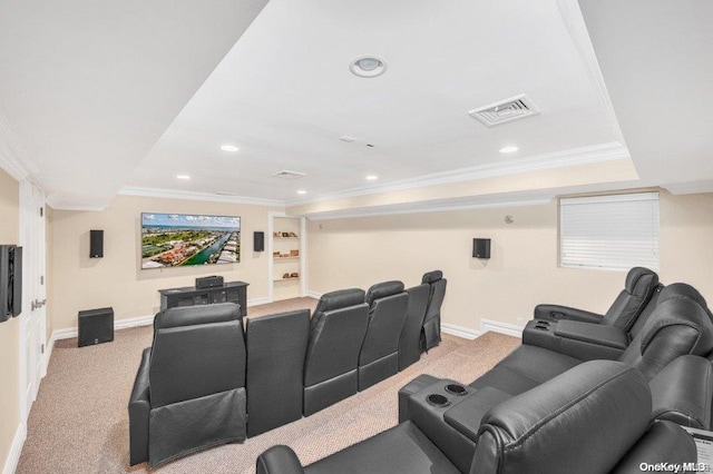 262 Howard Ave, Staten Island, NY 10301 - cinema with light colored carpet, crown molding, baseboards, and recessed lighting