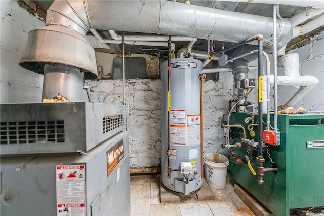 utility room with gas water heater