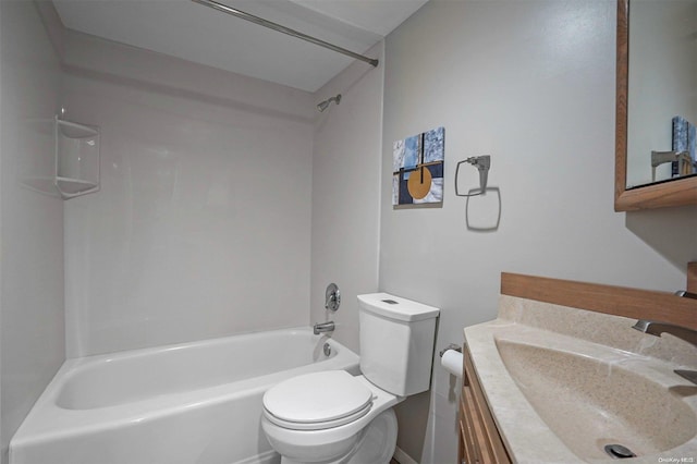 full bathroom with vanity, toilet, and  shower combination