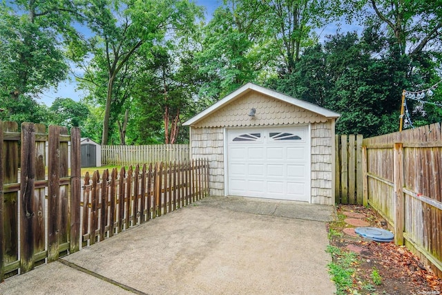 view of garage