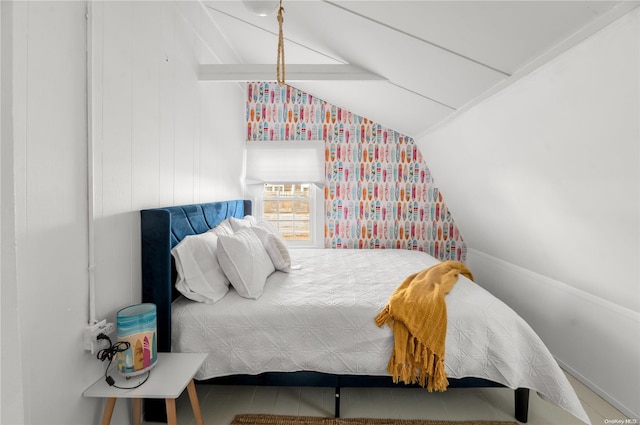 bedroom with vaulted ceiling