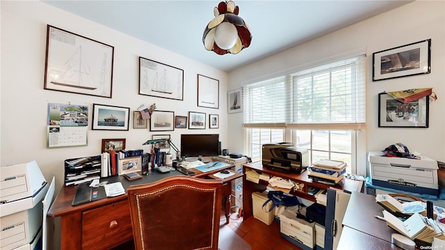 office area featuring dark hardwood / wood-style flooring