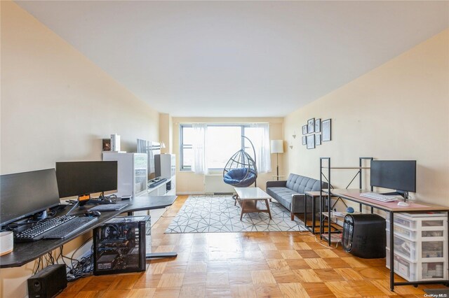 office featuring light parquet flooring