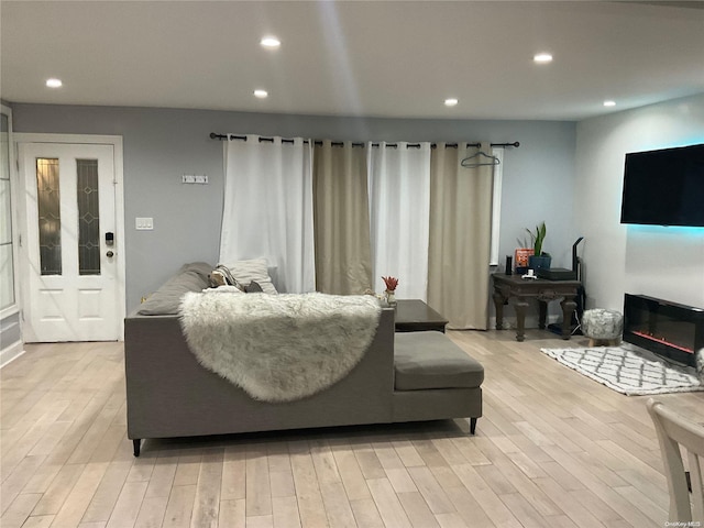 living room featuring light wood-type flooring