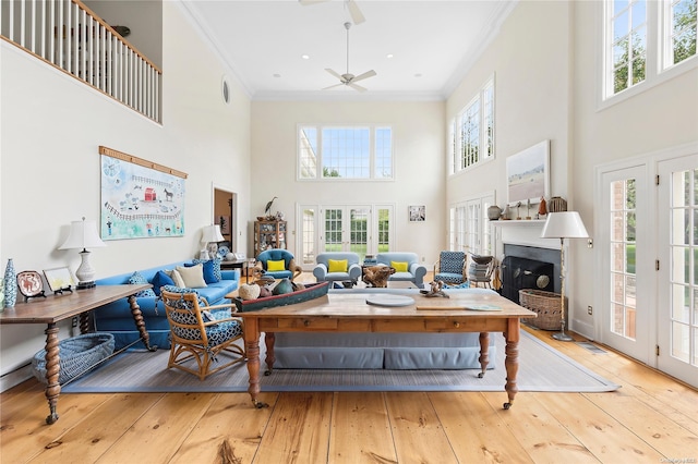 living room with light hardwood / wood-style floors and a wealth of natural light