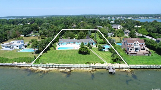 6 Last Ln, Hampton Bays, NY 11946 - drone / aerial view featuring a water view