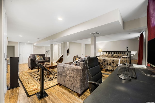 living room featuring light wood-type flooring