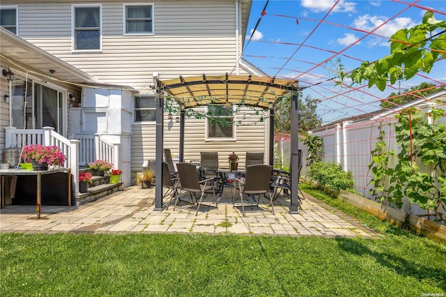 view of patio / terrace featuring a pergola