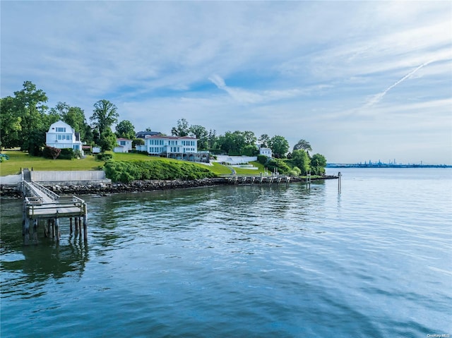 property view of water with a boat dock