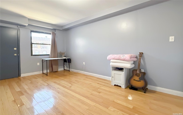 misc room with light hardwood / wood-style flooring