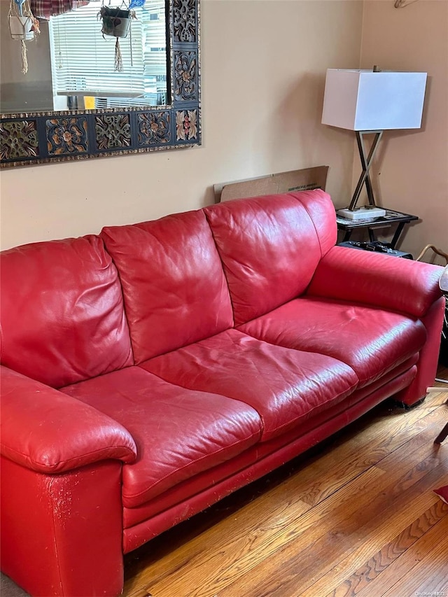 living room with hardwood / wood-style flooring