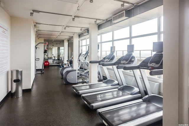 workout area with a wealth of natural light