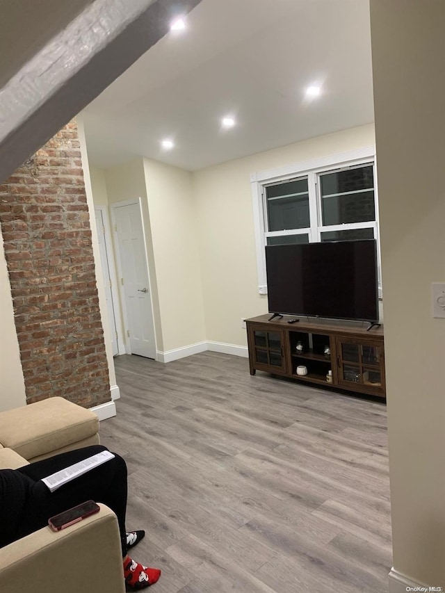 living room with hardwood / wood-style flooring