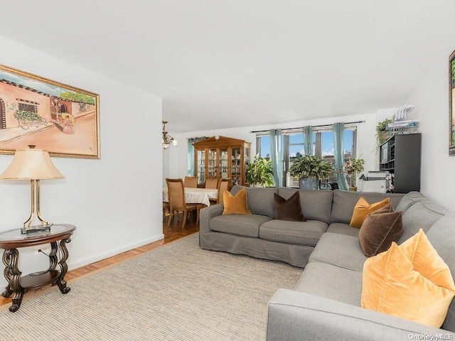 living room with hardwood / wood-style floors