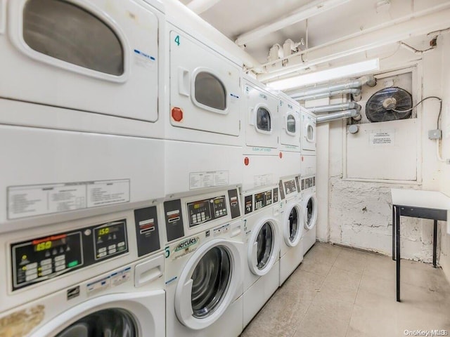 laundry room with separate washer and dryer and stacked washer and dryer